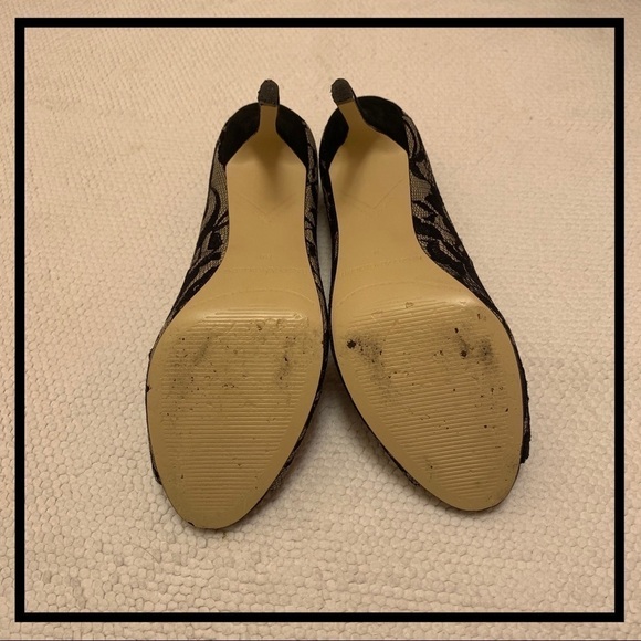 ENZO ANGIOLINI Black Lace Maiven Peep Toe Heels - Picture 6 of 8